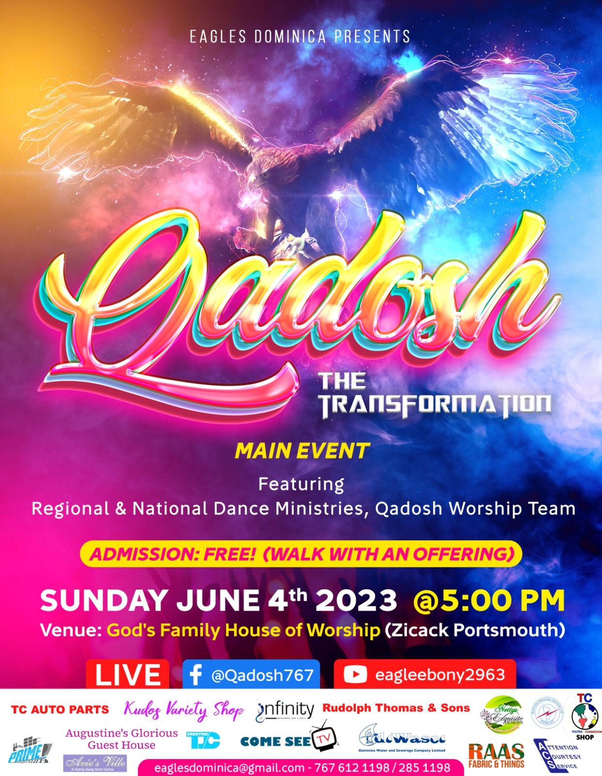 Eagles Dominica presents Qadosh - The Transformation - June 4 2023 Main Event